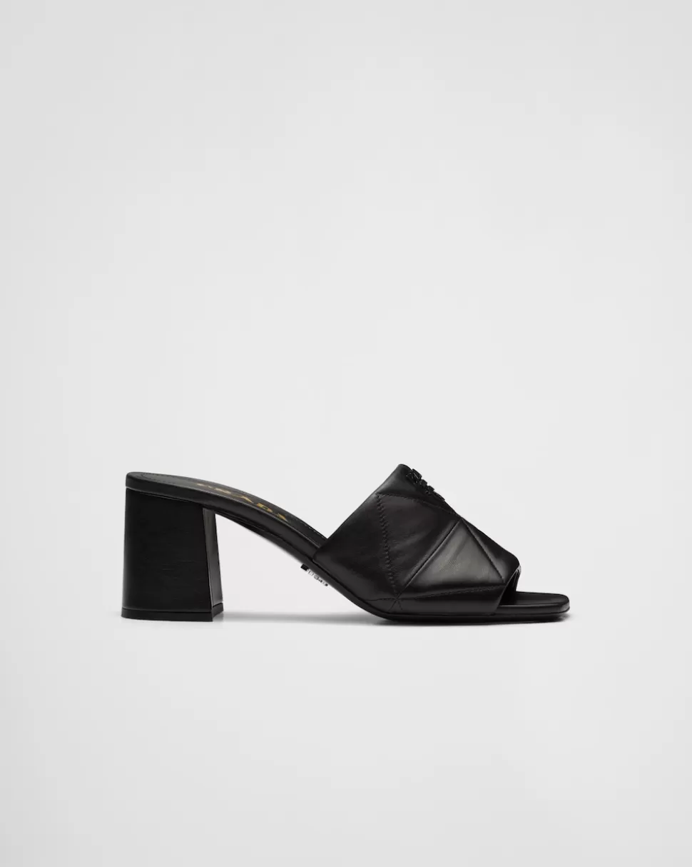 Prada Sandalias En Napa Acolchada Con Tacón^Mujer PANTUFLAS Y CHINELAS