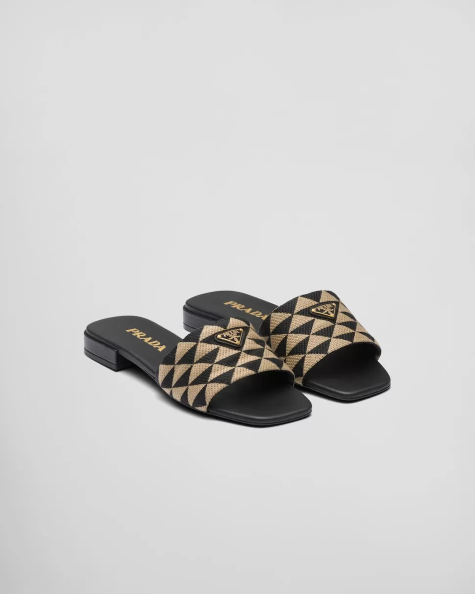 Prada Sandalias En Tela Bordada^Mujer PANTUFLAS Y CHINELAS