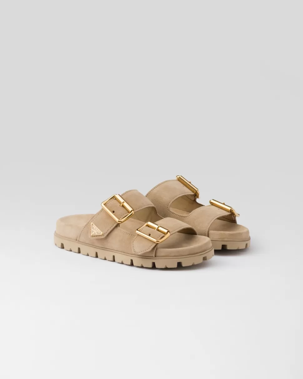 Prada Sandalias Planas Con Tira De Ante^Mujer PANTUFLAS Y CHINELAS