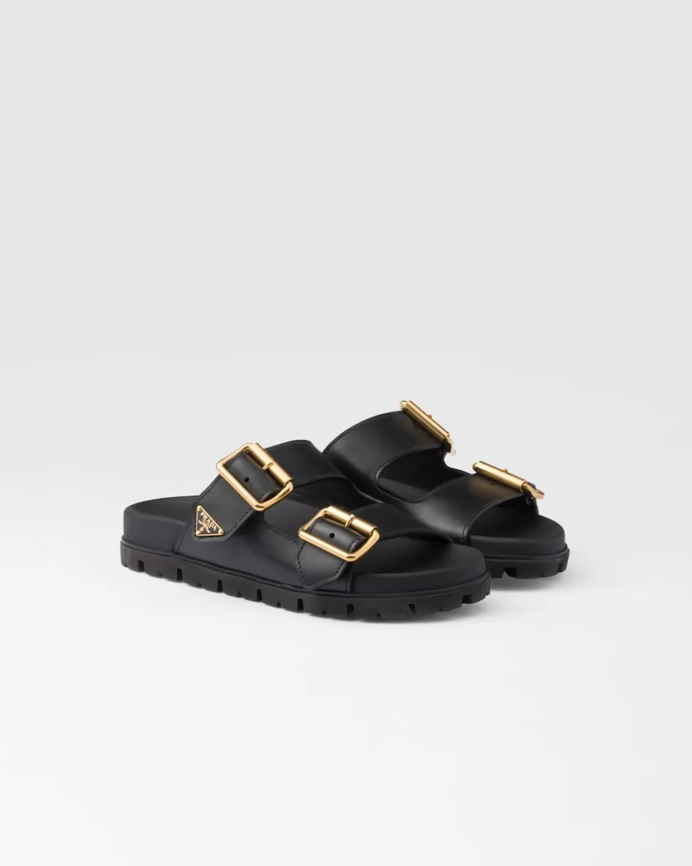 Prada Sandalias Planas Con Tira De Piel^Mujer PANTUFLAS Y CHINELAS