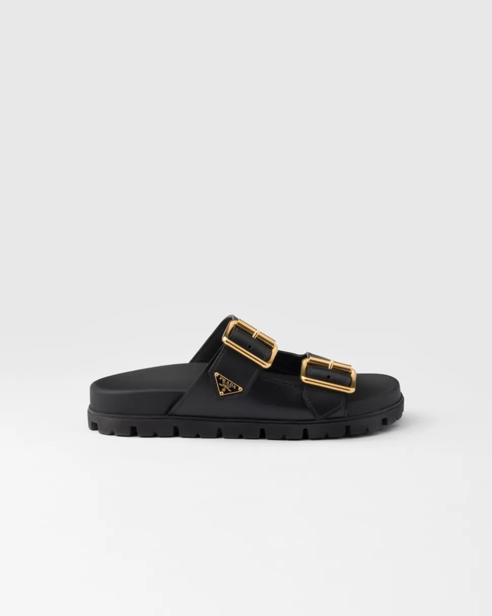 Prada Sandalias Planas Con Tira De Piel^Mujer PANTUFLAS Y CHINELAS