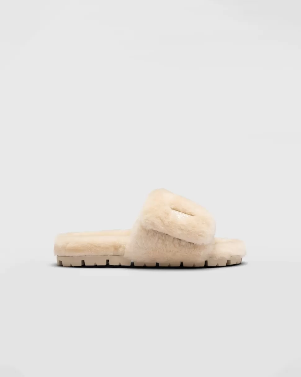 Prada Sandalias Planas De Borreguillo^Mujer PANTUFLAS Y CHINELAS