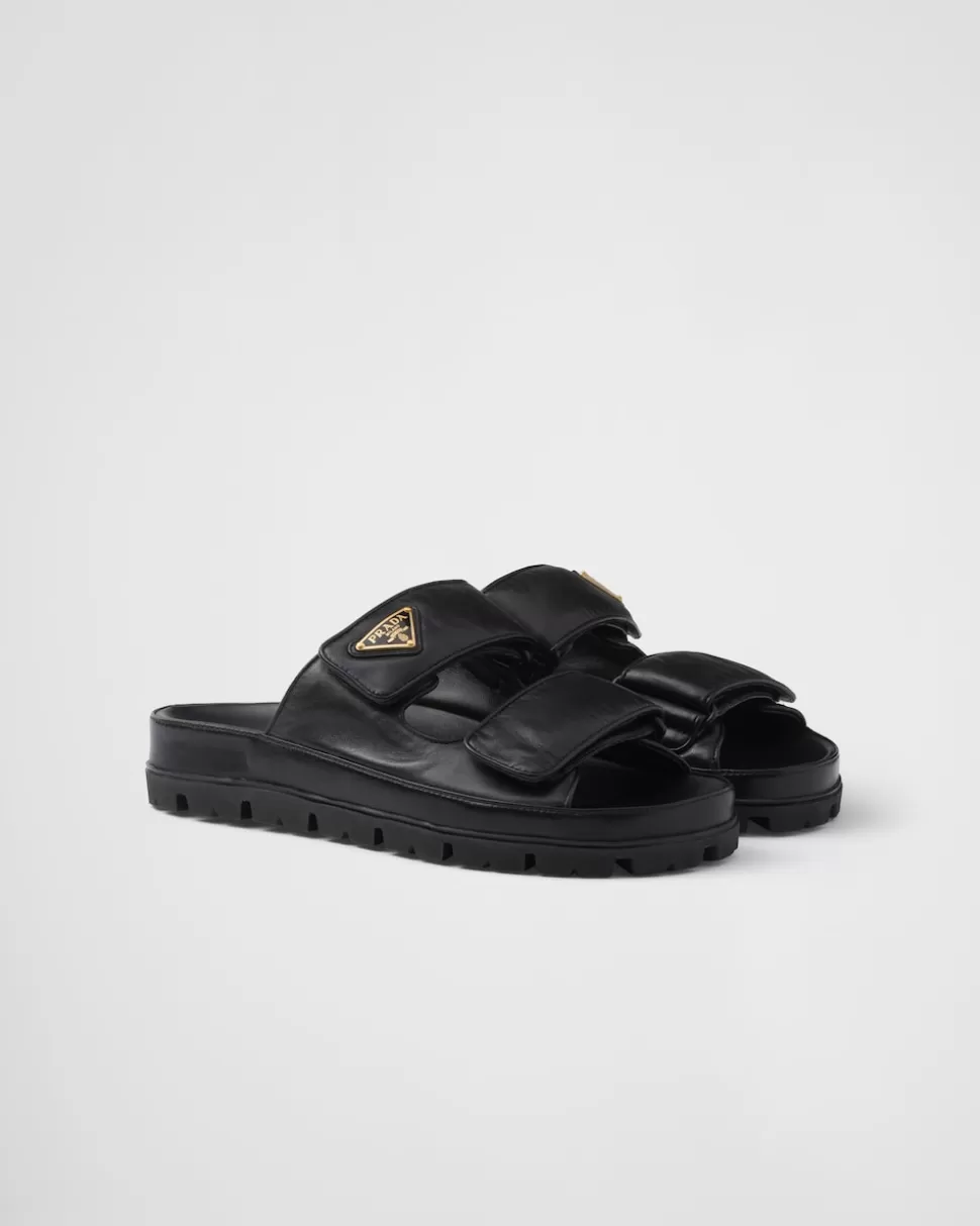 Prada Sandalias Planas De Piel De Napa^Mujer PANTUFLAS Y CHINELAS