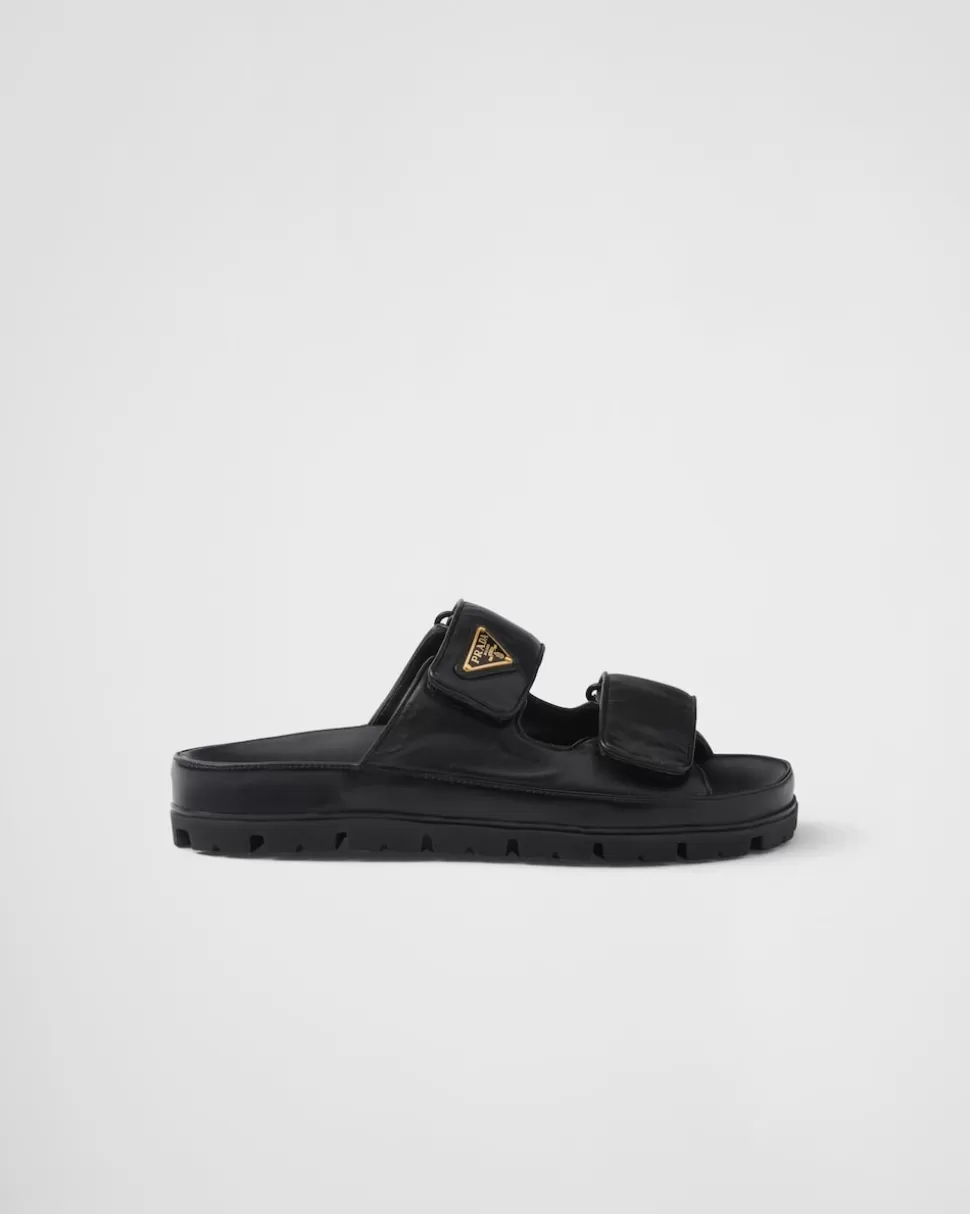 Prada Sandalias Planas De Piel De Napa^Mujer PANTUFLAS Y CHINELAS