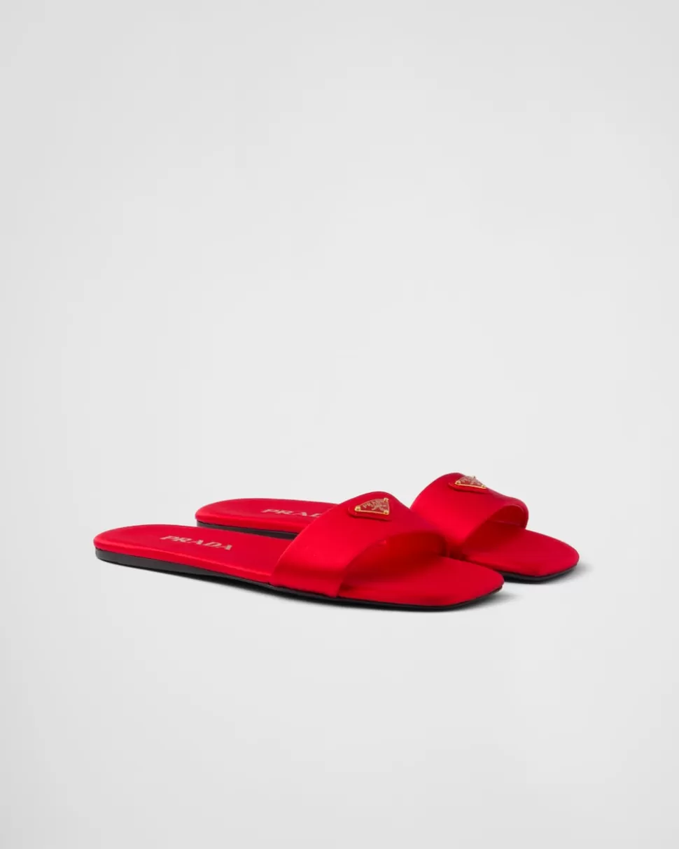 Prada Sandalias Planas De Satén^Mujer PANTUFLAS Y CHINELAS
