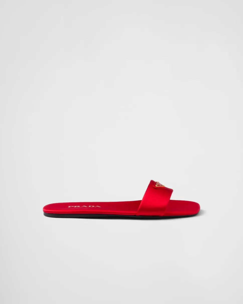 Prada Sandalias Planas De Satén^Mujer PANTUFLAS Y CHINELAS