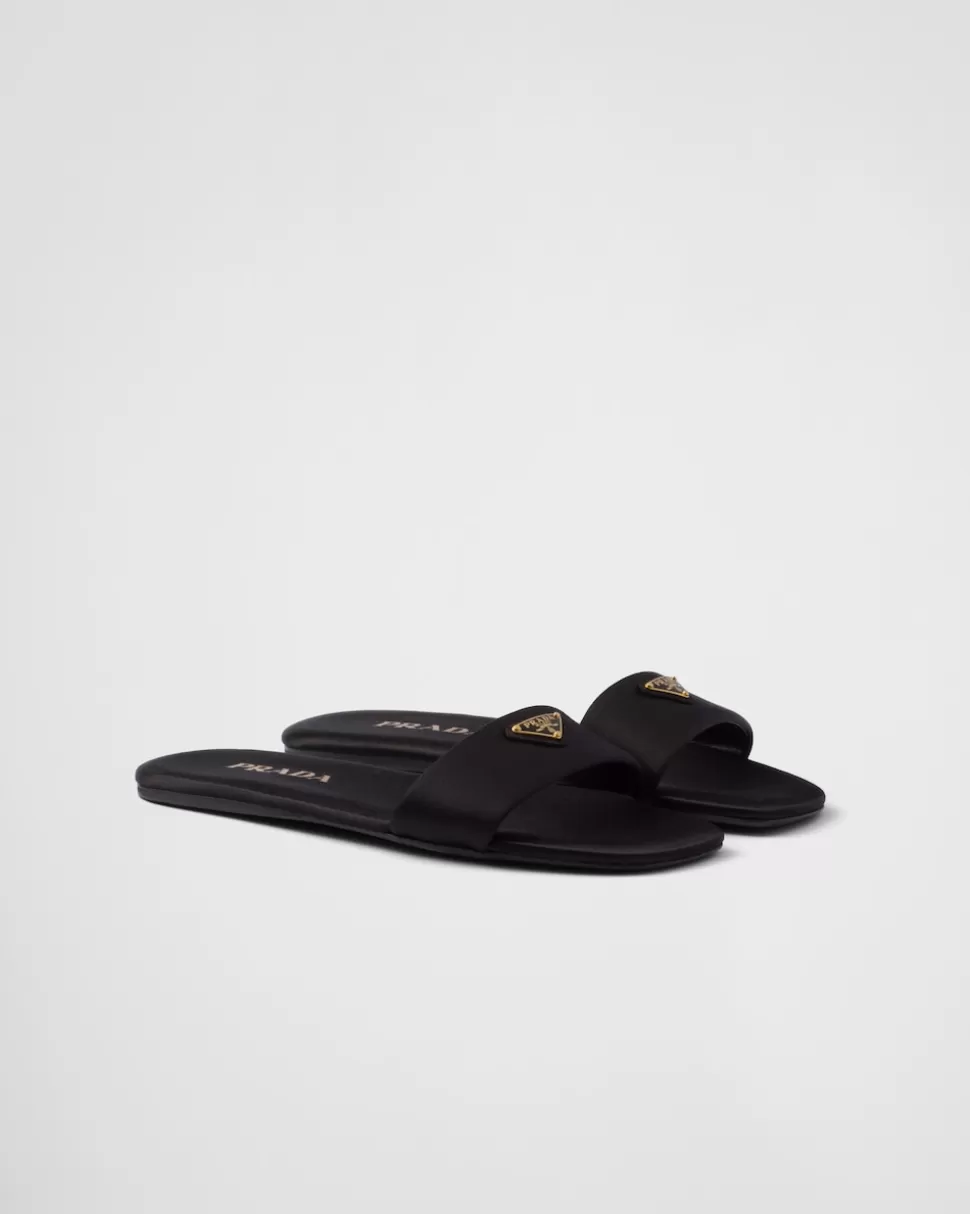 Prada Sandalias Planas De Satén^Mujer PANTUFLAS Y CHINELAS