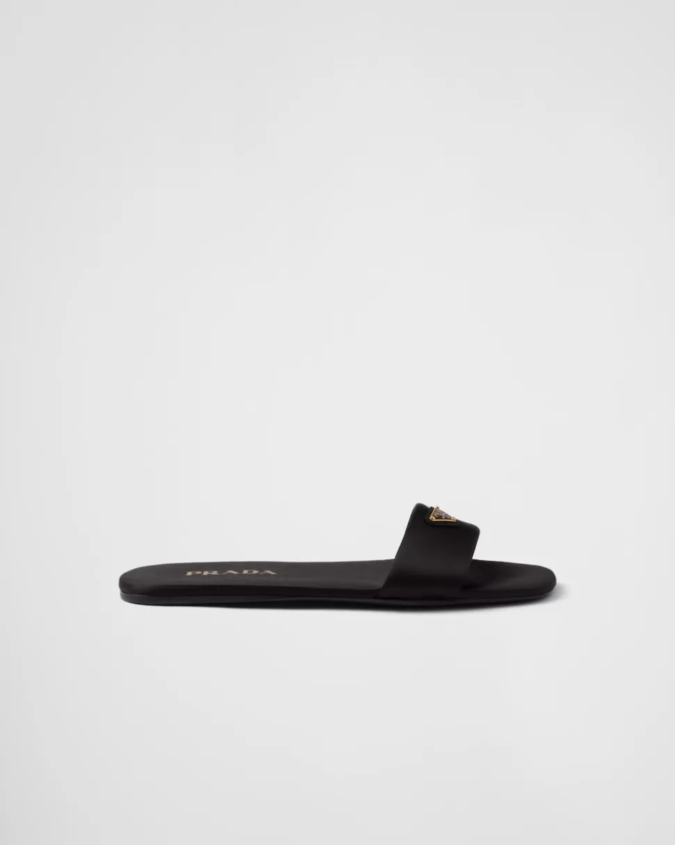 Prada Sandalias Planas De Satén^Mujer PANTUFLAS Y CHINELAS