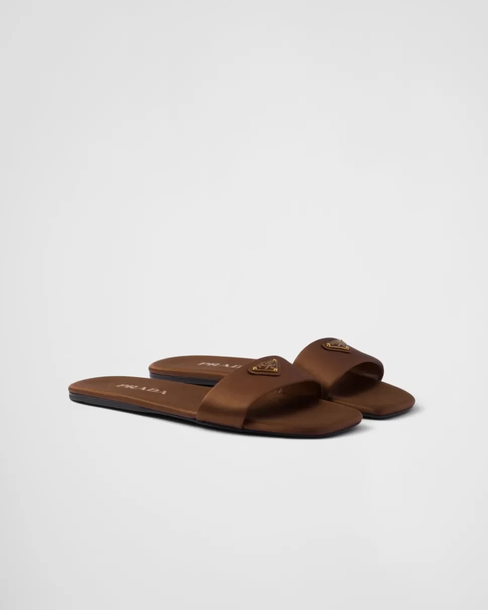 Prada Sandalias Planas De Satén^Mujer PANTUFLAS Y CHINELAS