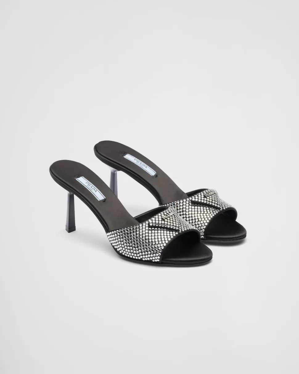 Prada Sandalias Planas De Satén Con Cristales^Mujer PANTUFLAS Y CHINELAS