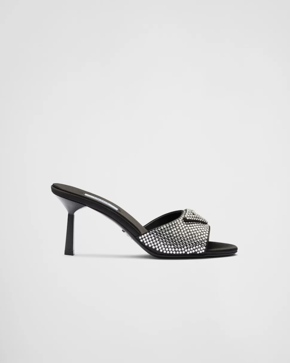 Prada Sandalias Planas De Satén Con Cristales^Mujer PANTUFLAS Y CHINELAS