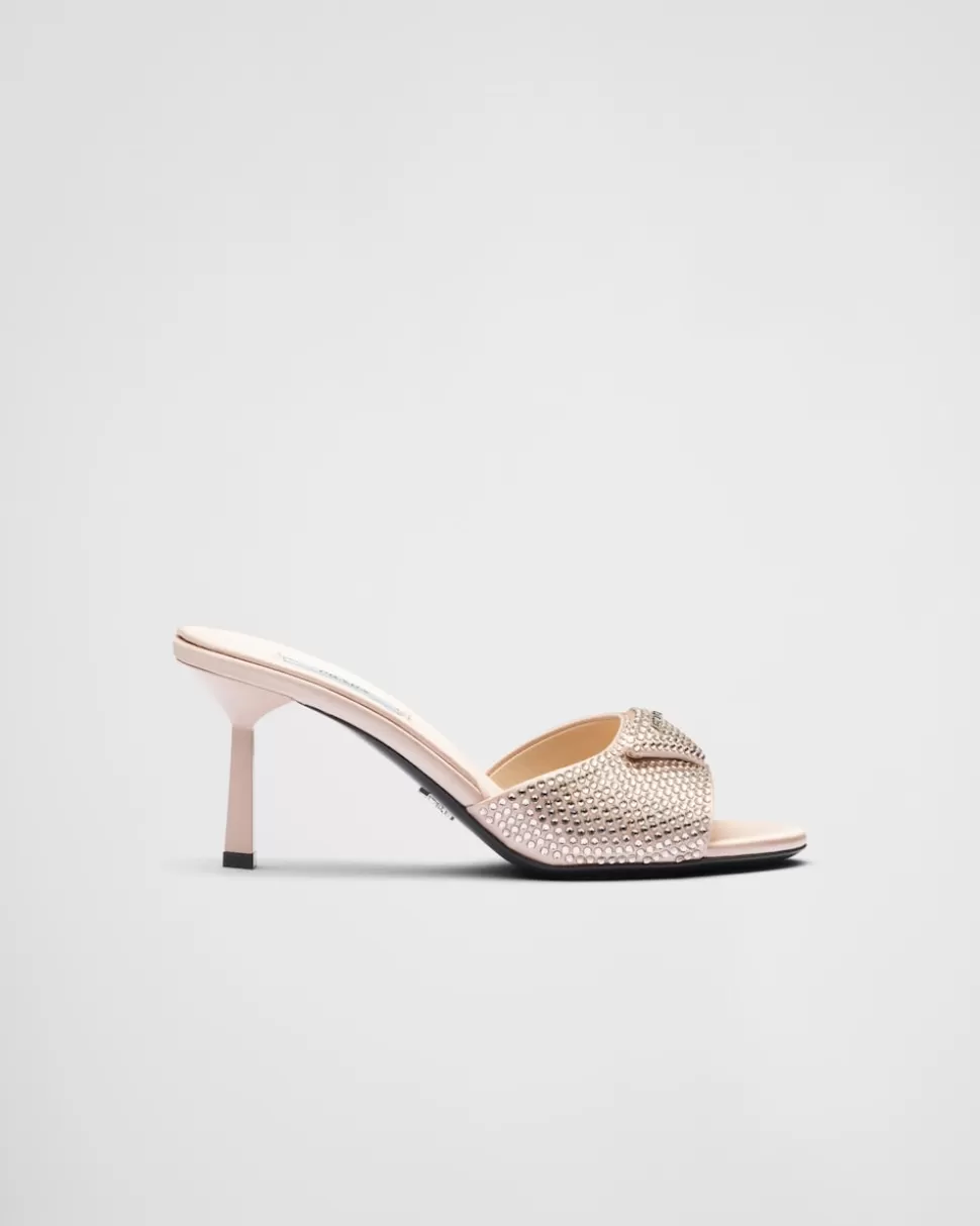 Prada Sandalias Planas De Satén Con Cristales^Mujer PANTUFLAS Y CHINELAS