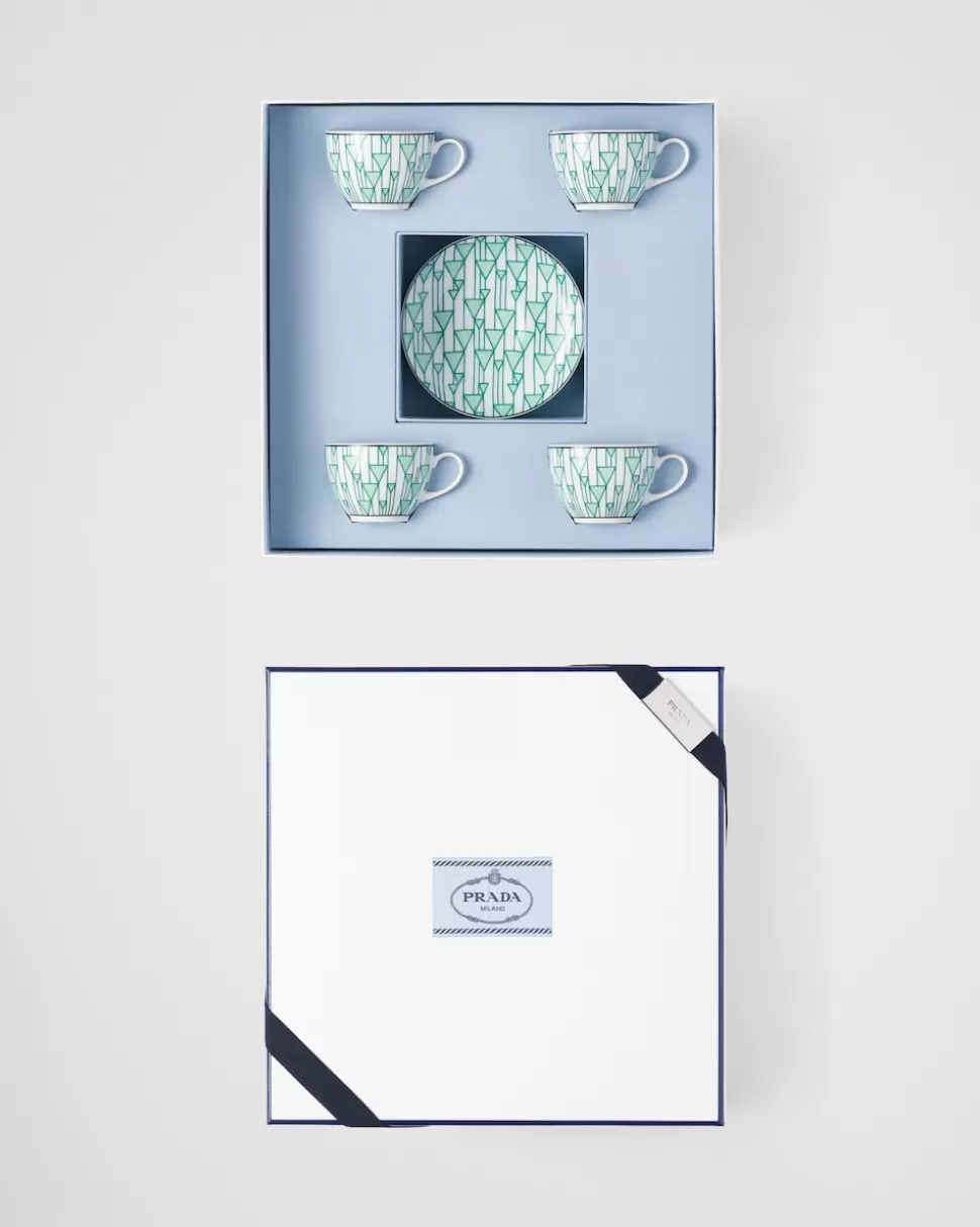 Prada Set De Cuatro Tazas De Café De Porcelana - Vienna Green^ TÉ Y CAFÉ