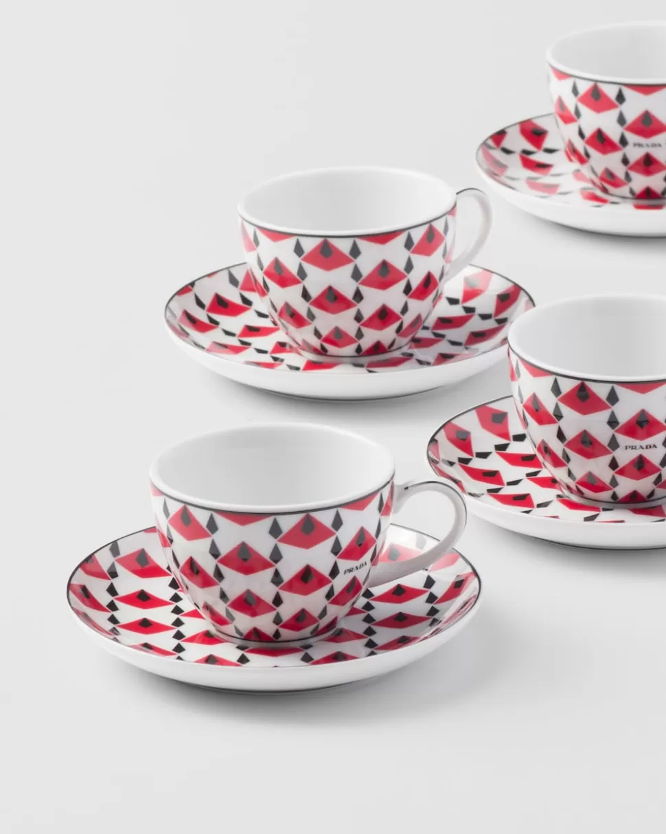 Prada Set De Cuatro Tazas De Café De Porcelana - Vienna Red^ TÉ Y CAFÉ