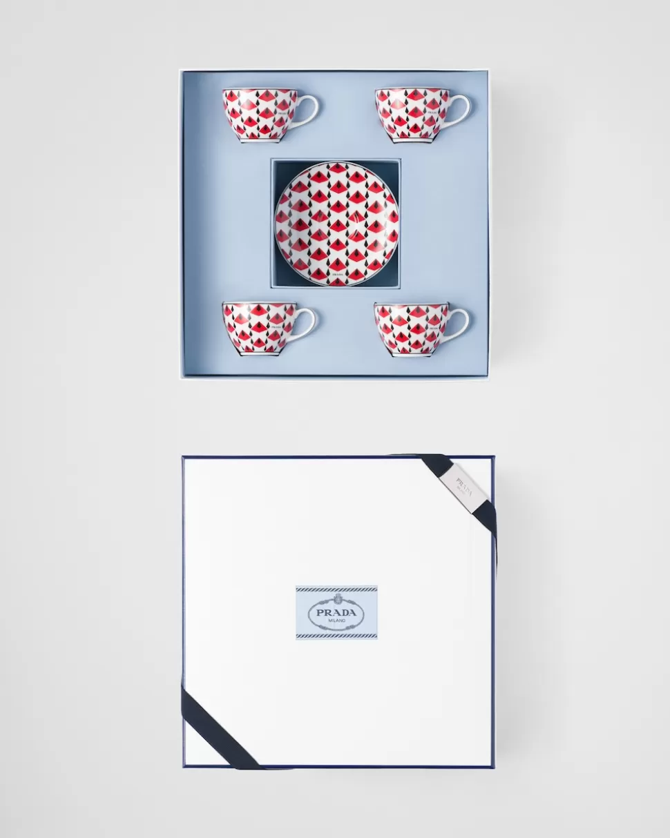 Prada Set De Cuatro Tazas De Café De Porcelana - Vienna Red^ TÉ Y CAFÉ