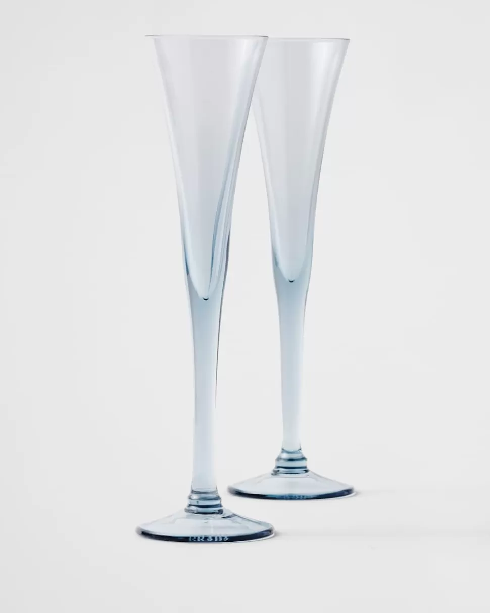 Prada Set De Dos Copas Flauta De Cristal - New York^ COPAS Y VASOS