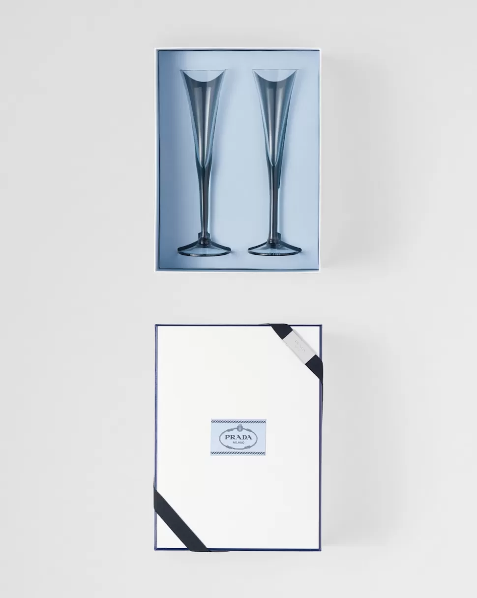 Prada Set De Dos Copas Flauta De Cristal - New York^ COPAS Y VASOS