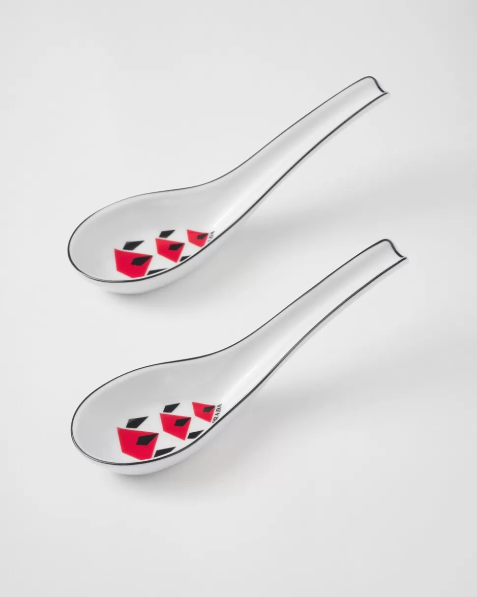 Prada Set De Dos Cucharas De Porcelana - Vienna Red^ BANDEJAS Y ACCESORIOS DE MESA