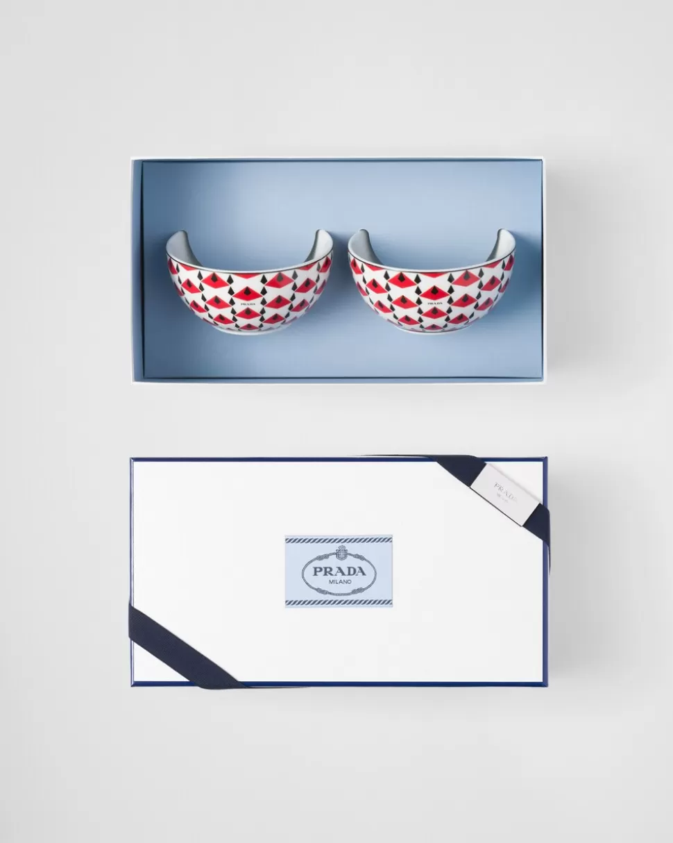 Prada Set De Dos Cuencos De Arroz O Cereales De Porcelana - Vienna Red^ PLATOS Y BOLES