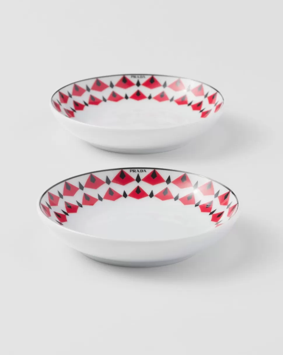Prada Set De Dos Cuencos De Salsa De Porcelana - Vienna Red^ PLATOS Y BOLES