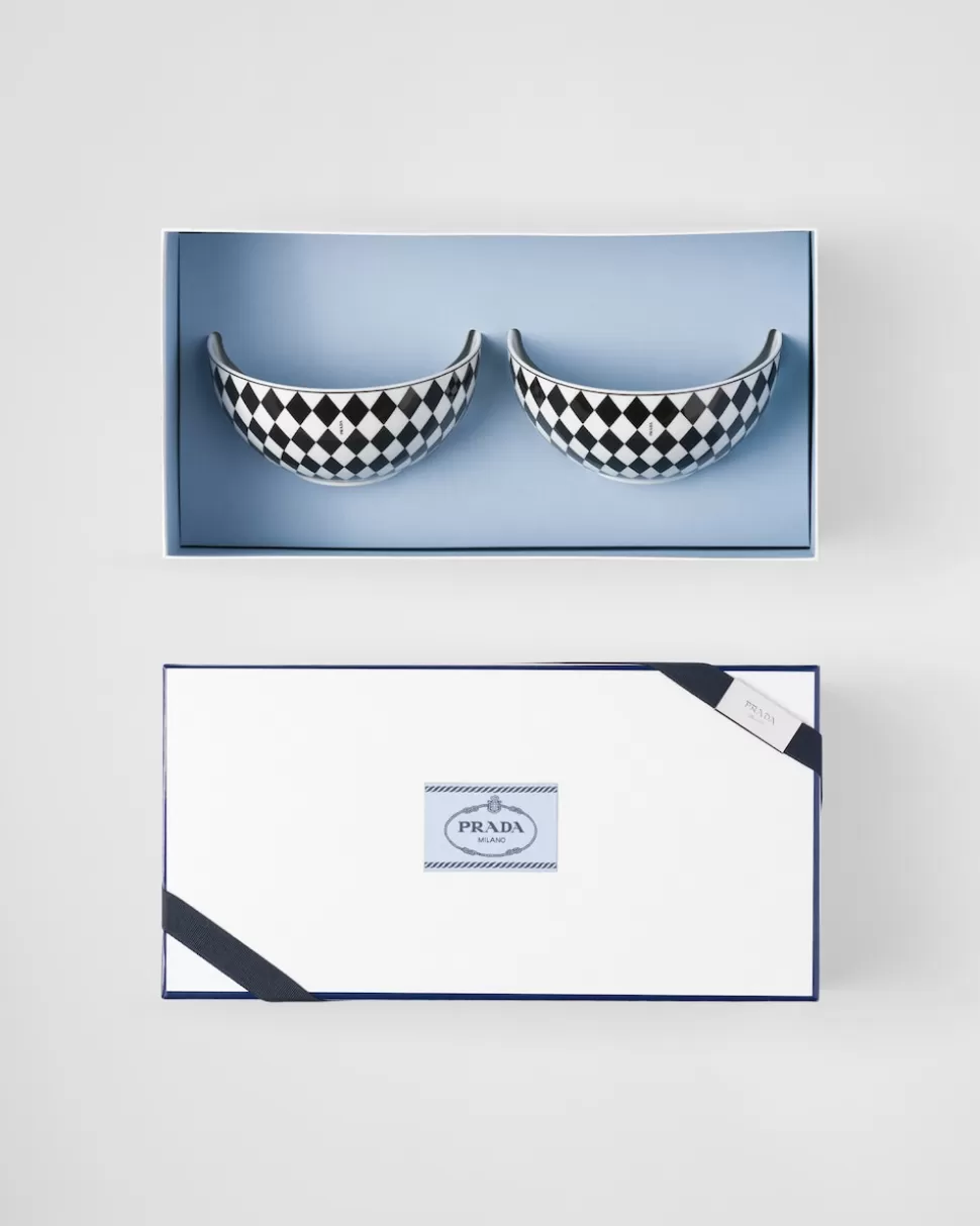 Prada Set De Dos Cuencos De Sopa De Porcelana - Checkerboard^ PLATOS Y BOLES