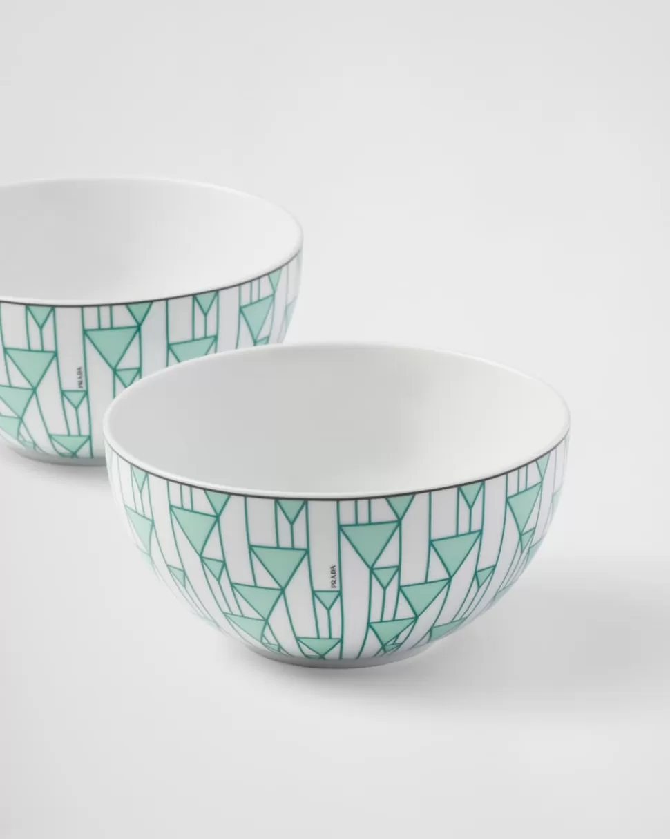 Prada Set De Dos Cuencos De Sopa De Porcelana - Vienna Green^ PLATOS Y BOLES