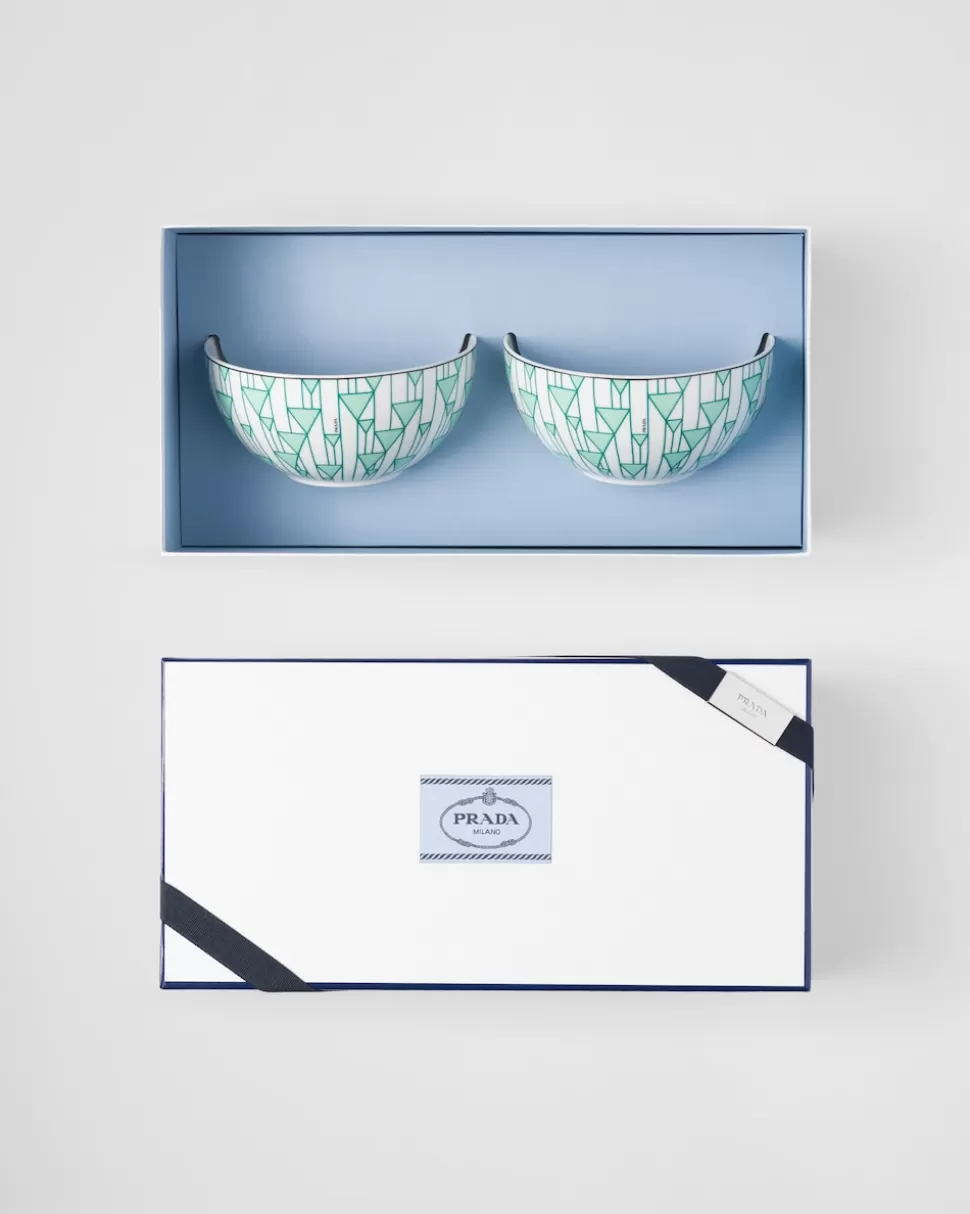Prada Set De Dos Cuencos De Sopa De Porcelana - Vienna Green^ PLATOS Y BOLES