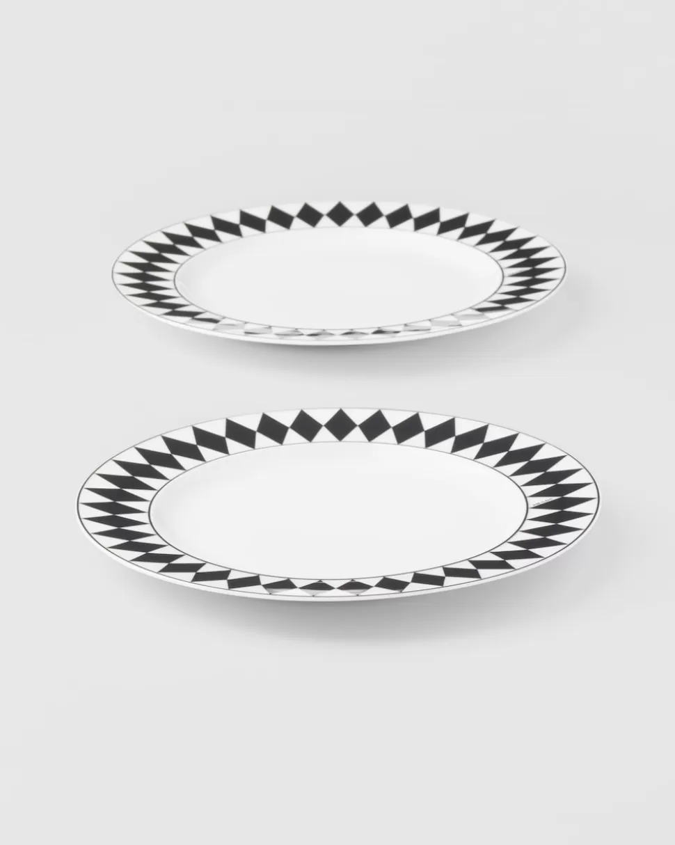 Prada Set De Dos Platos De Postre De Porcelana - Checkerboard^ PLATOS Y BOLES