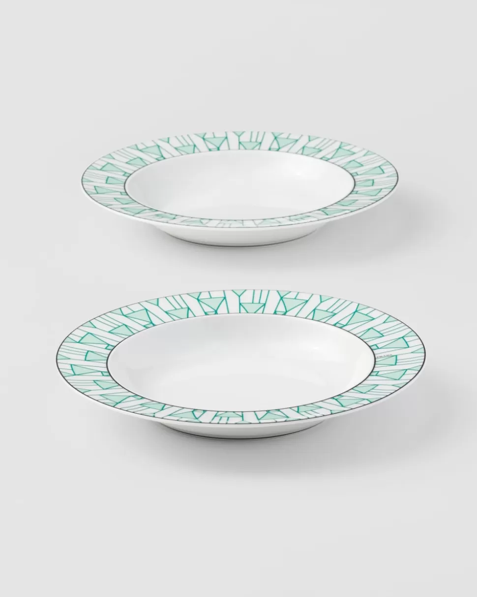 Prada Set De Dos Platos Hondos De Porcelana - Vienna Green^ PLATOS Y BOLES