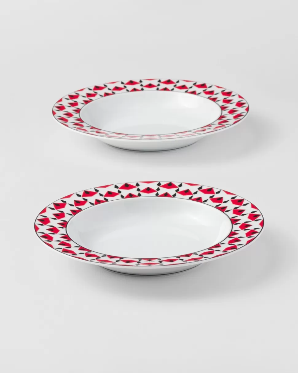 Prada Set De Dos Platos Hondos De Porcelana - Vienna Red^ PLATOS Y BOLES