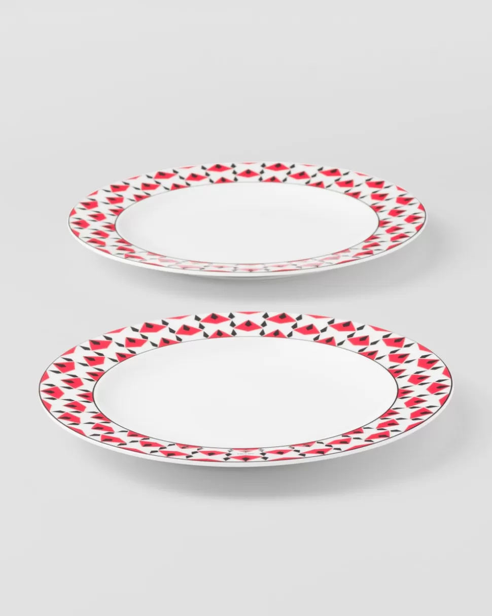 Prada Set De Dos Platos Llanos De Porcelana - Vienna Red^ PLATOS Y BOLES