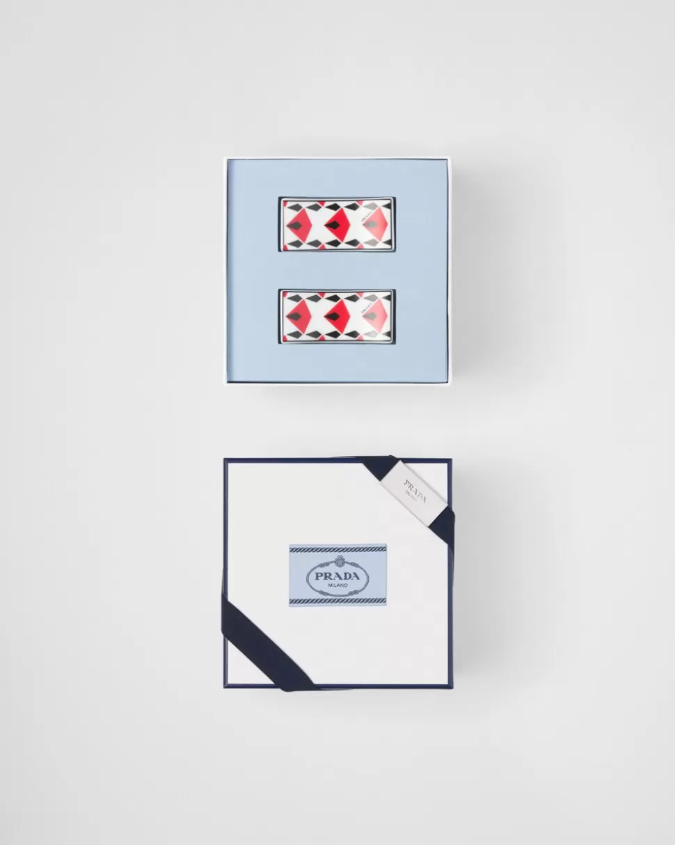 Prada Set De Dos Soportes Para Palillos De Porcelana - Vienna Red^ BANDEJAS Y ACCESORIOS DE MESA
