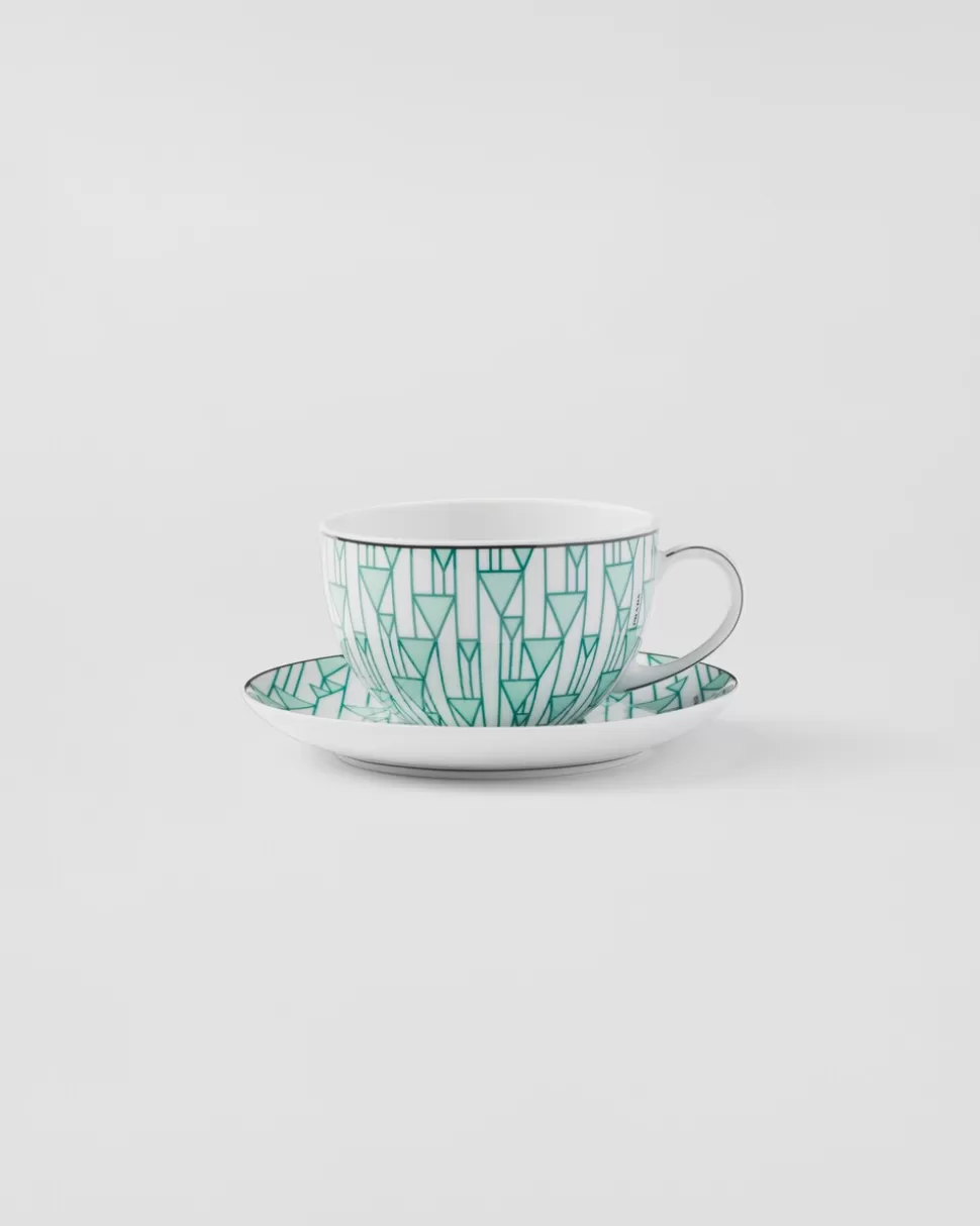 Prada Set De Dos Tazas De Capuchino De Porcelana - Vienna Green^ TÉ Y CAFÉ