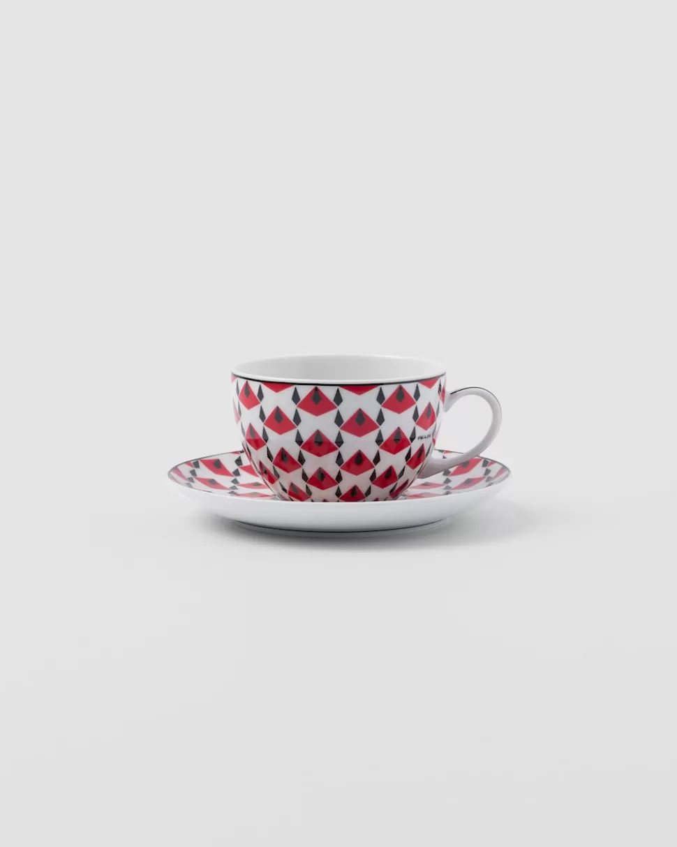 Prada Set De Dos Tazas De Capuchino De Porcelana - Vienna Red^ TÉ Y CAFÉ
