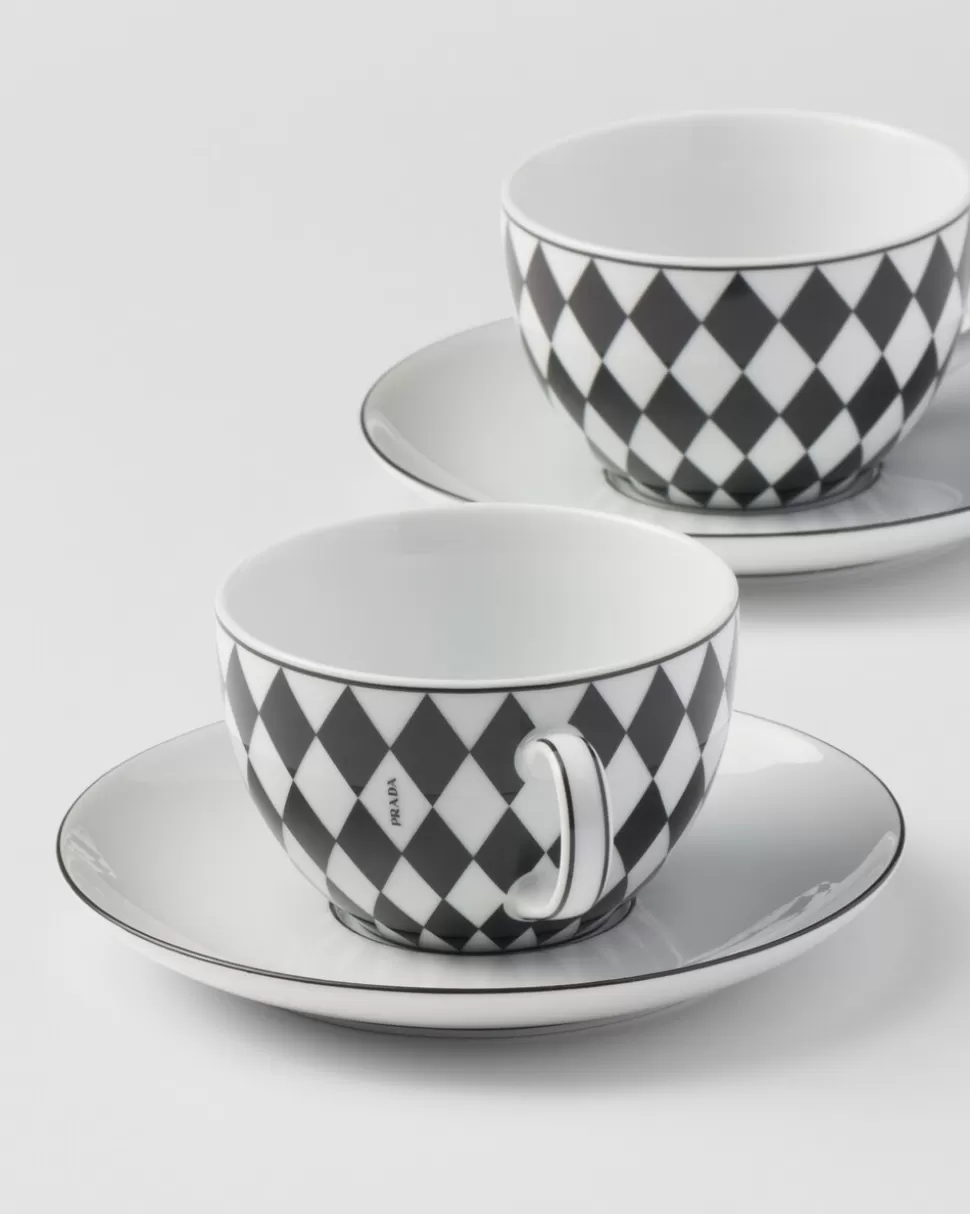 Prada Set De Dos Tazas De Té De Porcelana - Checkerboard^ TÉ Y CAFÉ