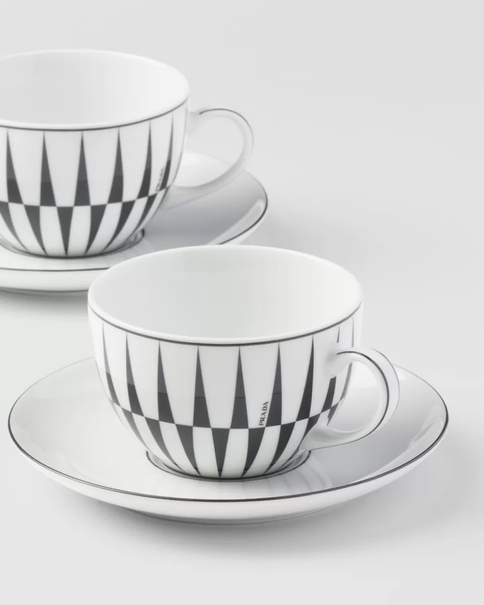 Prada Set De Dos Tazas De Té De Porcelana - Stripes^ TÉ Y CAFÉ