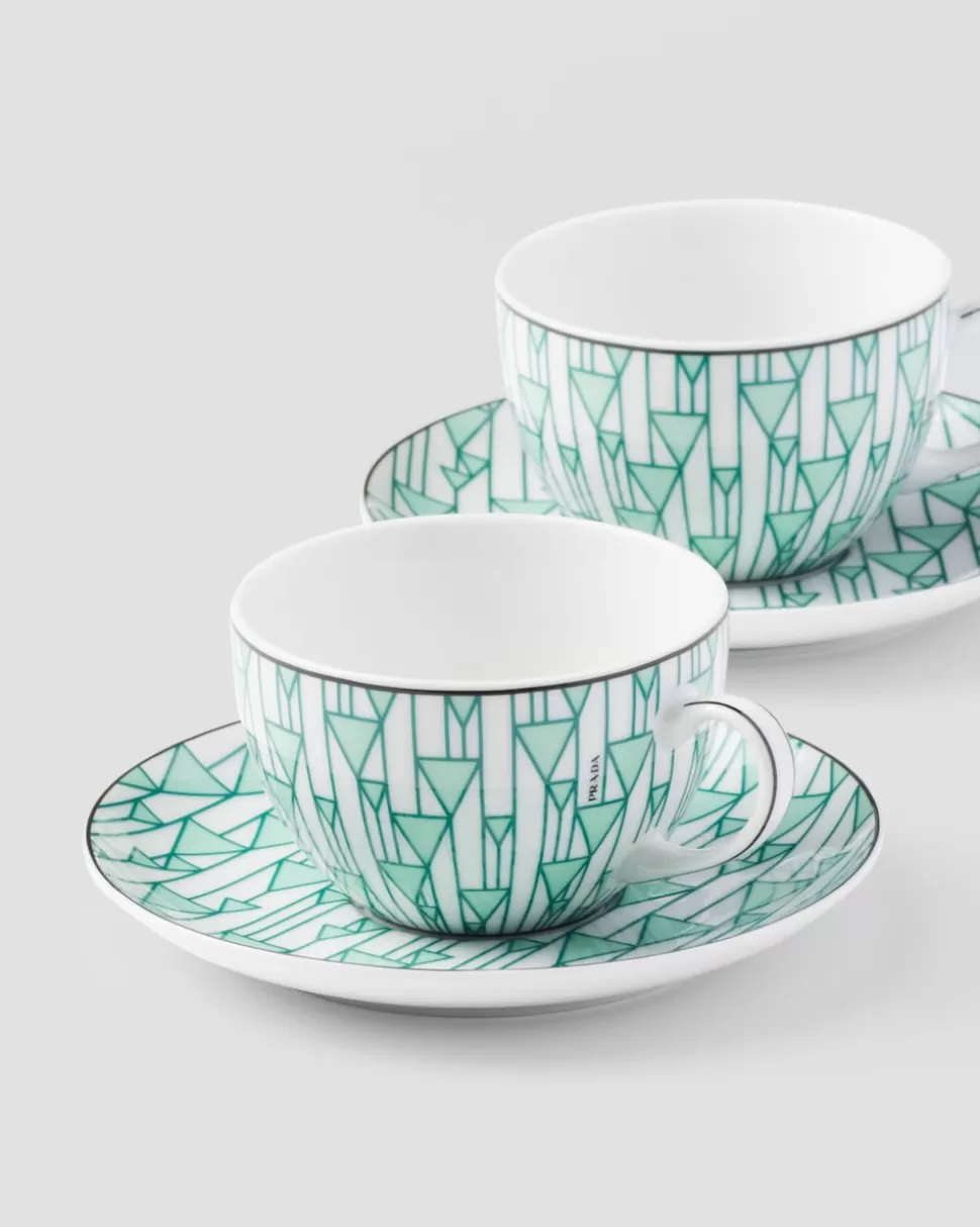 Prada Set De Dos Tazas De Té De Porcelana - Vienna Green^ TÉ Y CAFÉ