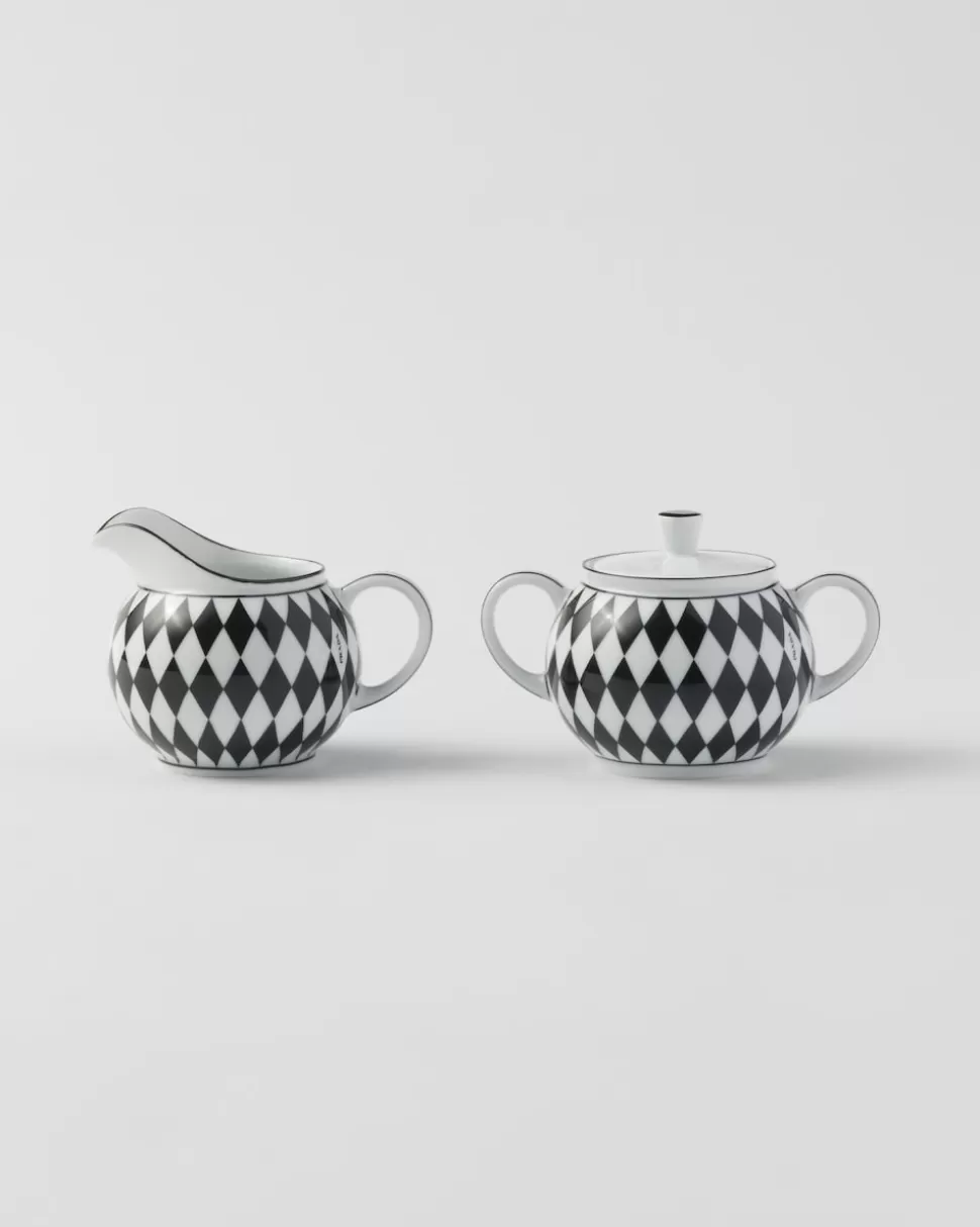Prada Set De Jarrita Y Azucarero De Porcelana - Checkerboard^ TÉ Y CAFÉ