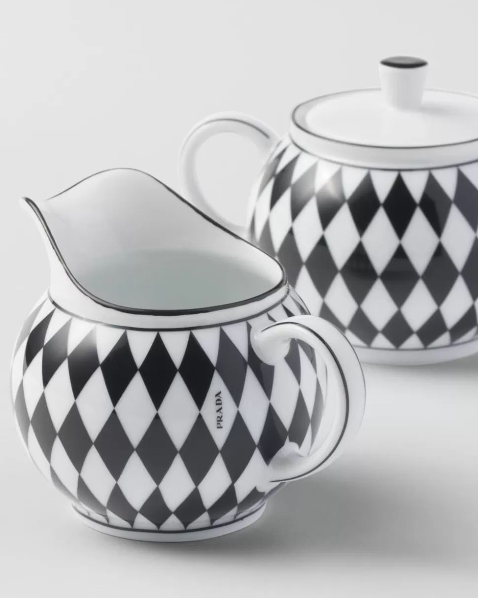 Prada Set De Jarrita Y Azucarero De Porcelana - Checkerboard^ TÉ Y CAFÉ