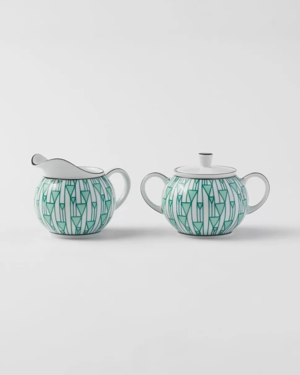 Prada Set De Jarrita Y Azucarero De Porcelana - Vienna Green^ TÉ Y CAFÉ