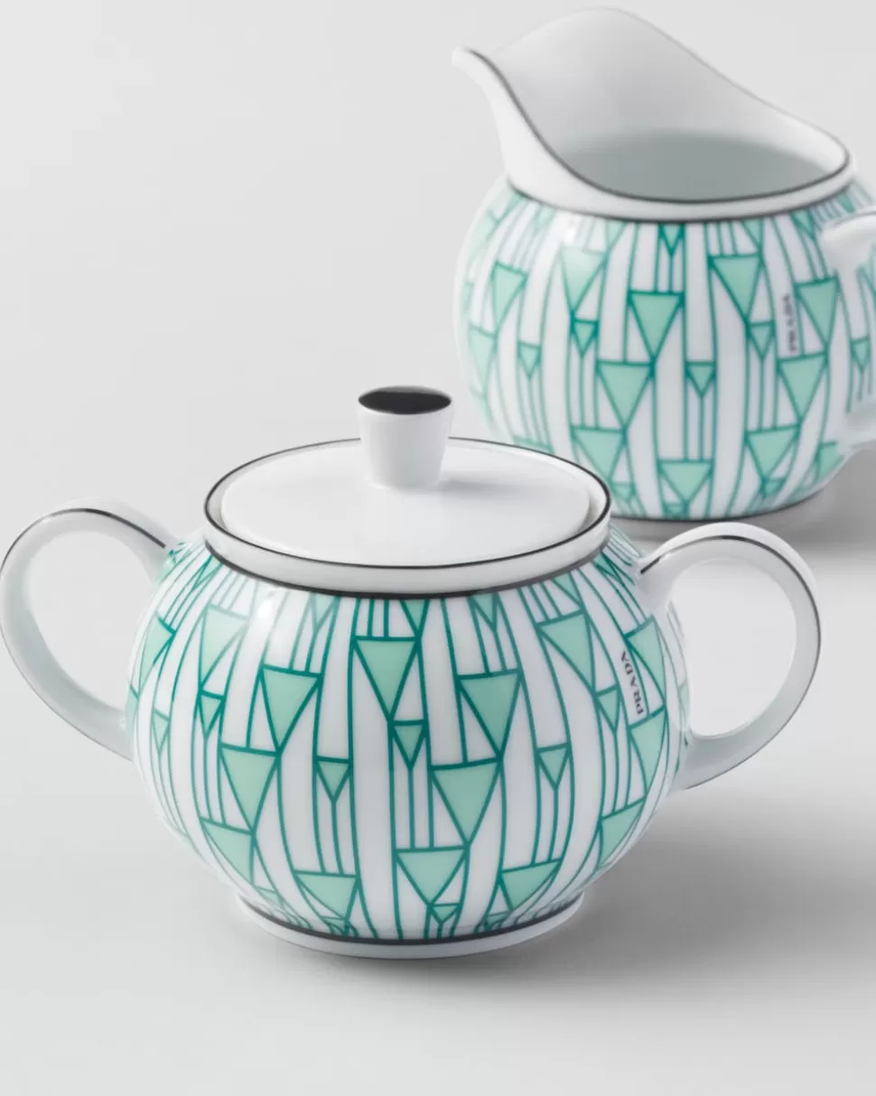 Prada Set De Jarrita Y Azucarero De Porcelana - Vienna Green^ TÉ Y CAFÉ