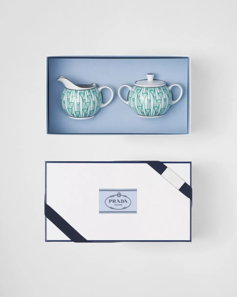 Prada Set De Jarrita Y Azucarero De Porcelana - Vienna Green^ TÉ Y CAFÉ