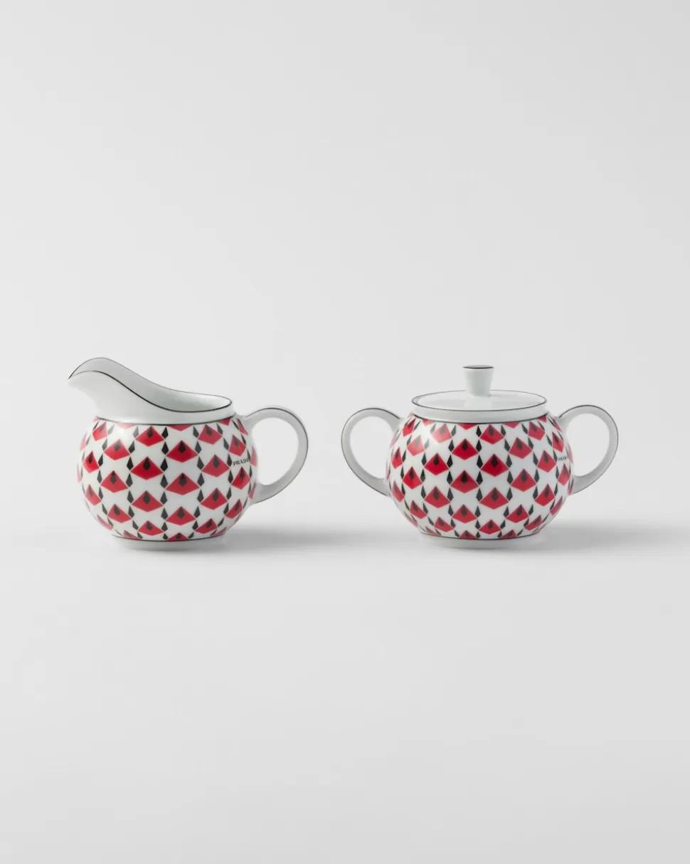 Prada Set De Jarrita Y Azucarero De Porcelana - Vienna Red^ TÉ Y CAFÉ