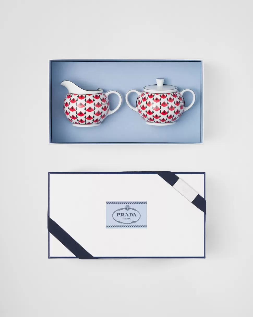 Prada Set De Jarrita Y Azucarero De Porcelana - Vienna Red^ TÉ Y CAFÉ