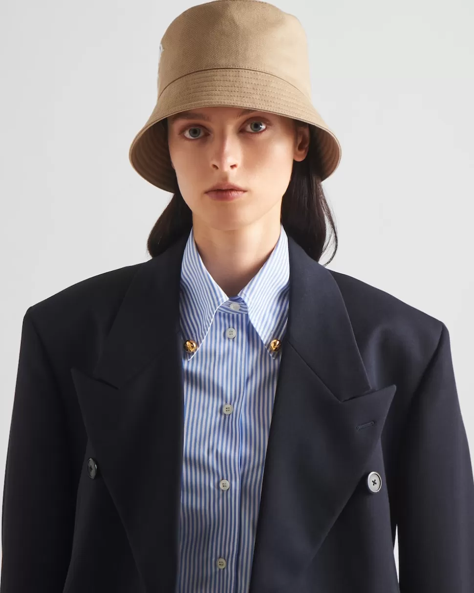 Prada Sombrero De Pescador De Dril^Mujer SOMBREROS Y GUANTES