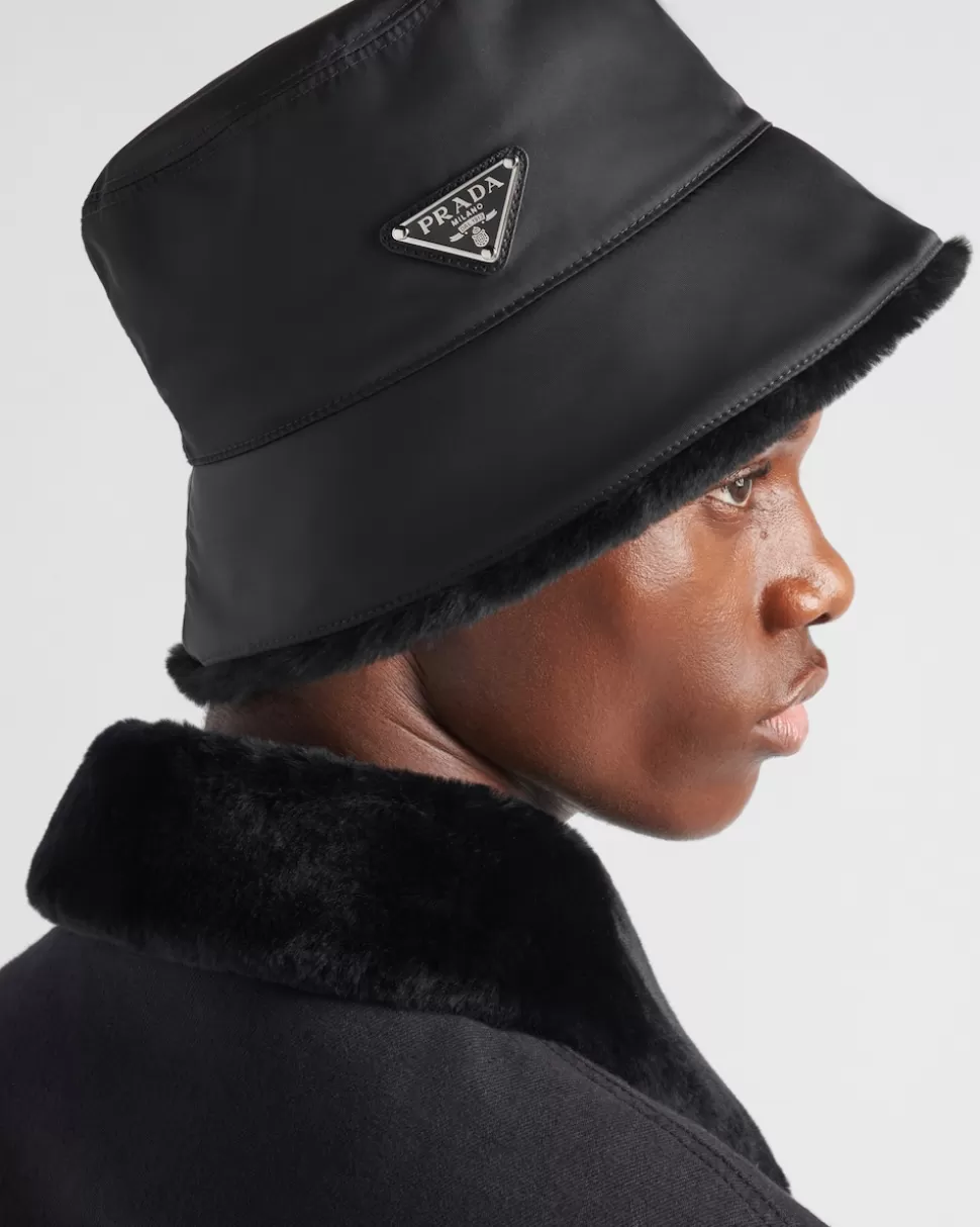 Prada Sombrero De Pescador De Re-nylon Y Borreguillo^Hombre SOMBREROS Y GUANTES