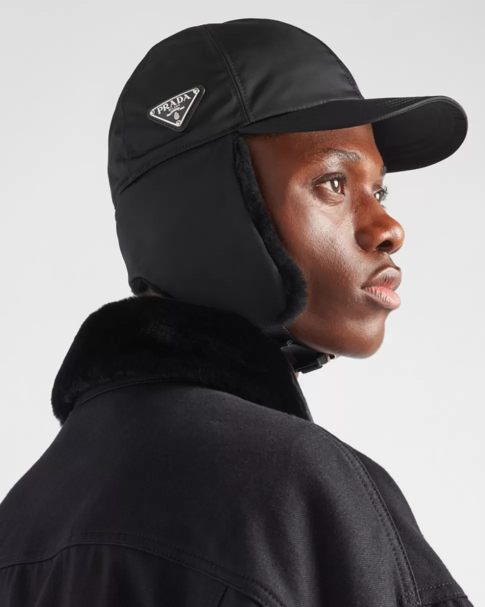 Prada Sombrero De Re-nylon Y Borreguillo^Hombre SOMBREROS Y GUANTES