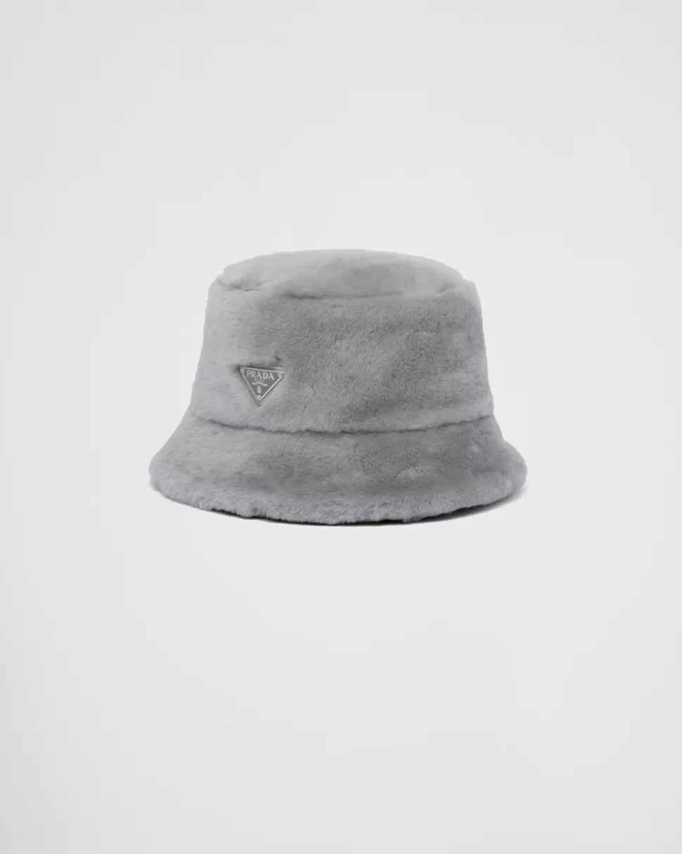 Prada Sombrero Tipo Pescador De Piel Vuelta^Mujer SOMBREROS Y GUANTES