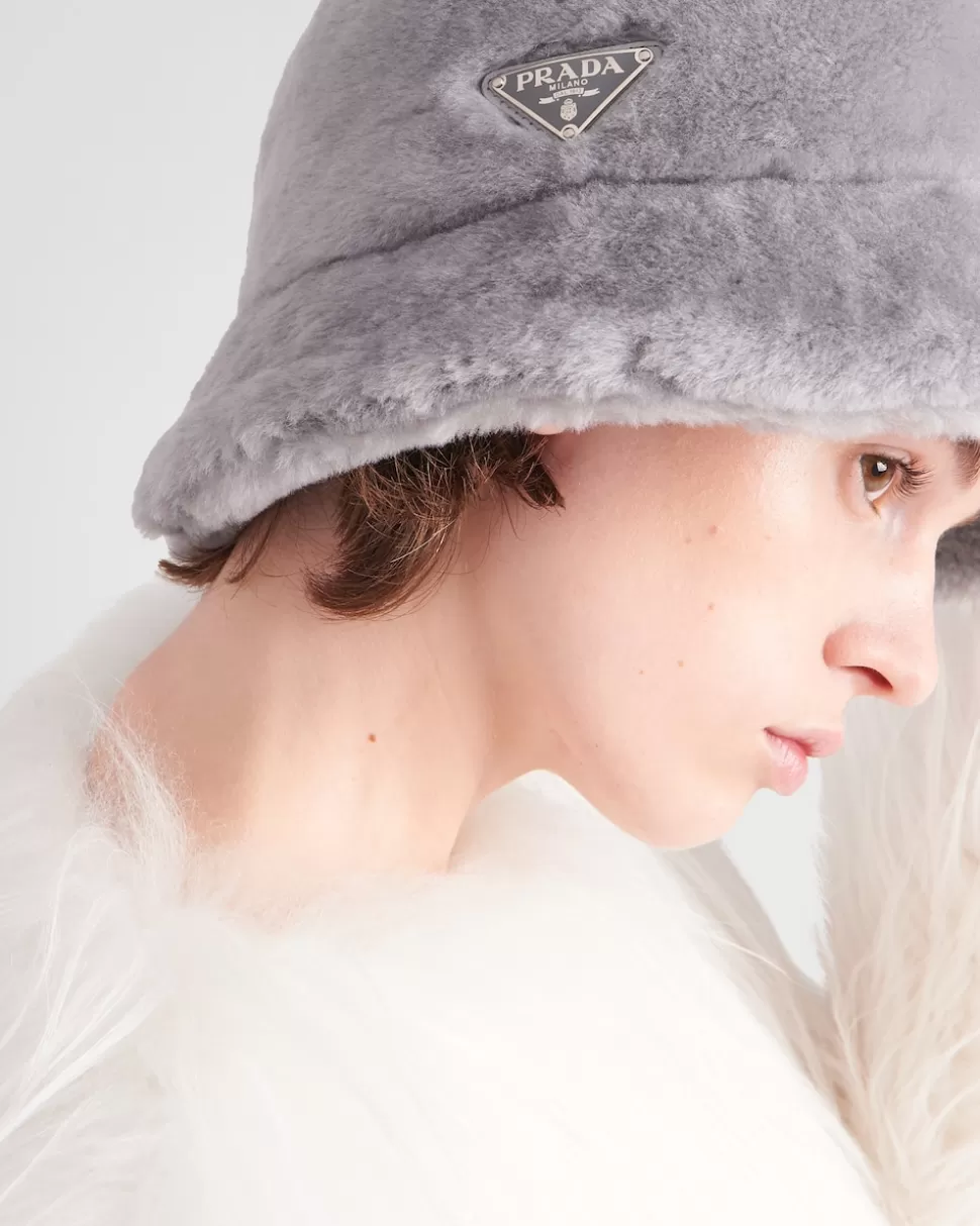 Prada Sombrero Tipo Pescador De Piel Vuelta^Mujer SOMBREROS Y GUANTES