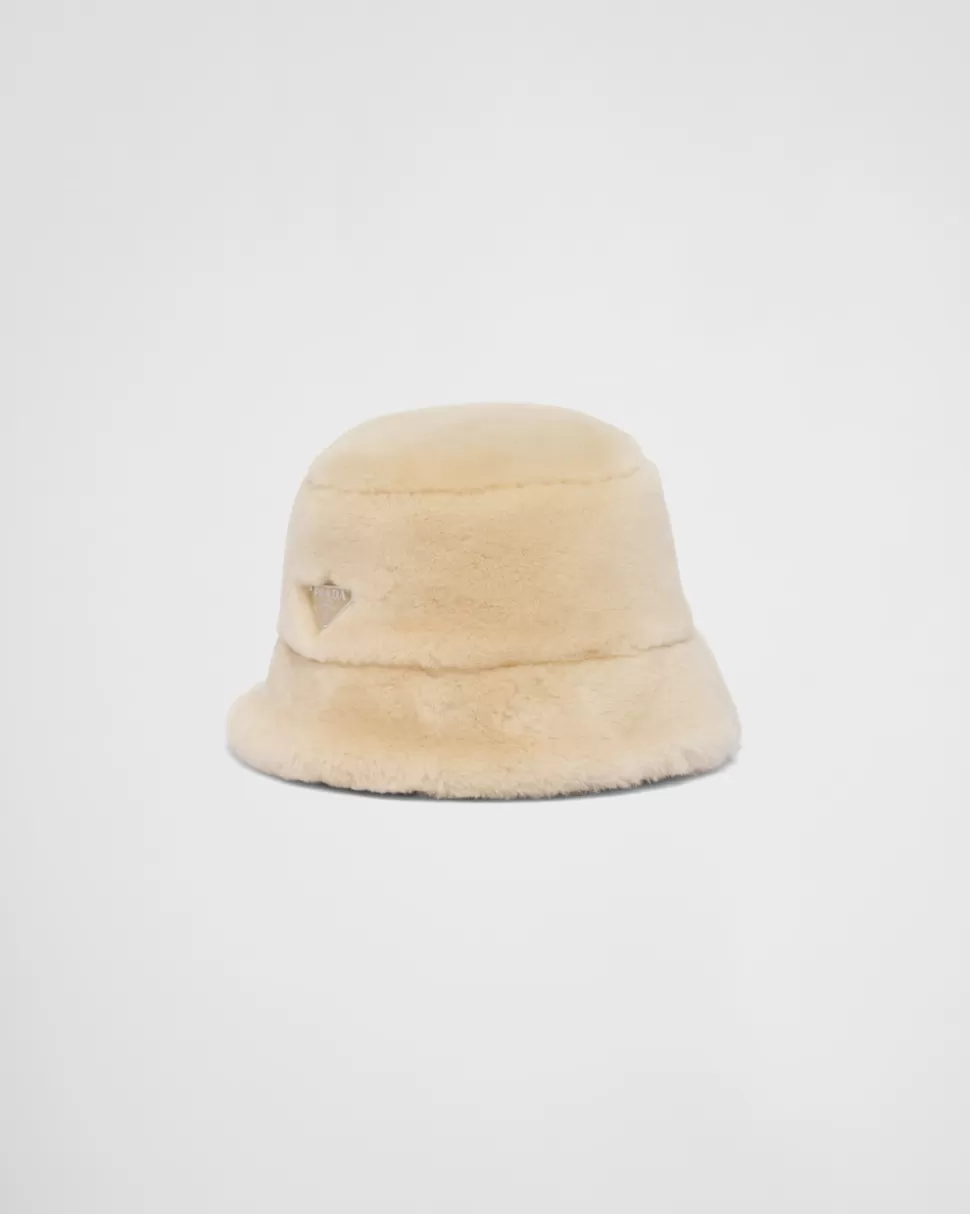 Prada Sombrero Tipo Pescador De Piel Vuelta^Mujer SOMBREROS Y GUANTES